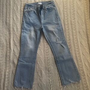 Pistola Lennon Distressed High Waist Crop Bootcut Jeans, Color: Fountain, Sz 27